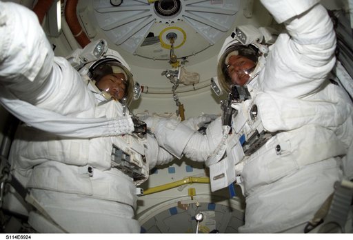 Noguchi and Robinson in Airlock
