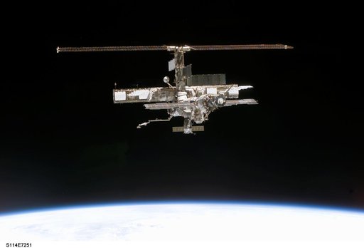 View of the ISS taken during flyaround by STS-114 crew