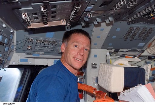 STS-115 Pilot Ferguson on Atlantis Aft Flight Deck