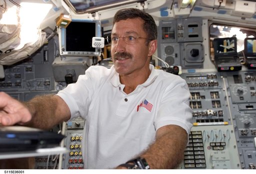 STS-115 MS Burbank works on the aft FD of the Space Shuttle Atlantis