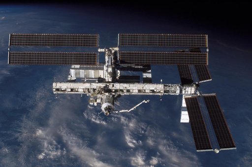 Overall exterior view of the ISS during undocking and Flyaround Operations for STS-115 Space Shuttle Atlantis