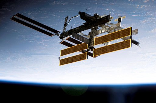 Overall exterior view of the ISS during undocking and Flyaround Operations for STS-115 Space Shuttle Atlantis