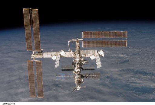 Flyaround view of the aft and zenith sides of the ISS