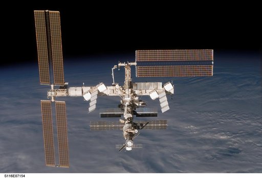 Flyaround view of the aft and zenith sides of the ISS