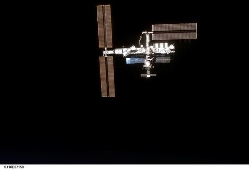 Flyaround view of the aft and zenith sides of the ISS