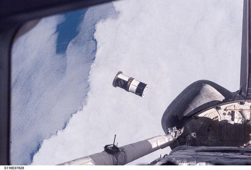 View of ANDE release from orbiter Discovery payload bay