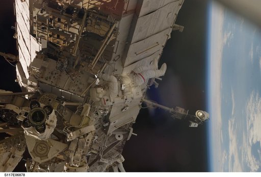 Reilly and Olivas on EVA 1 during STS-117
