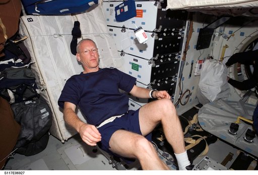 Forrester exercises in the MDDK on STS-117 Space Shuttle Atlantis
