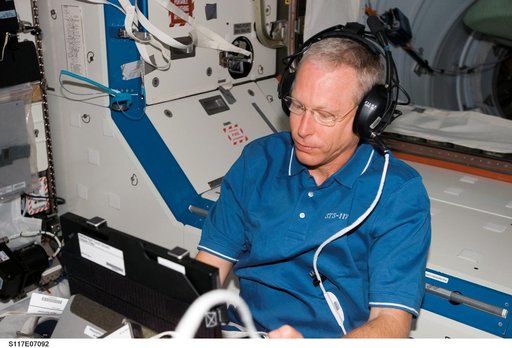 Forrester works with the TRAC Experiment in the U.S Laboratory during Joint Operations