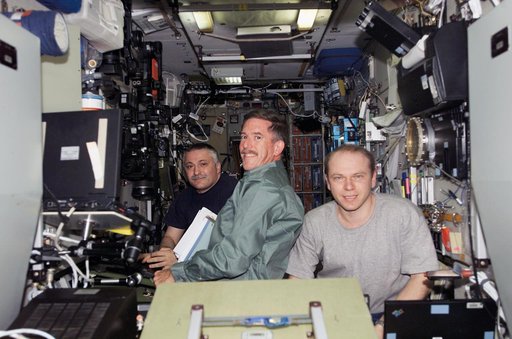 Reilly, Yurchikhin, and Kotov in the SM during Joint Operations