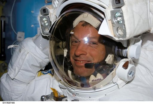 Swanson wearing EMU in the A/L during Joint Operations