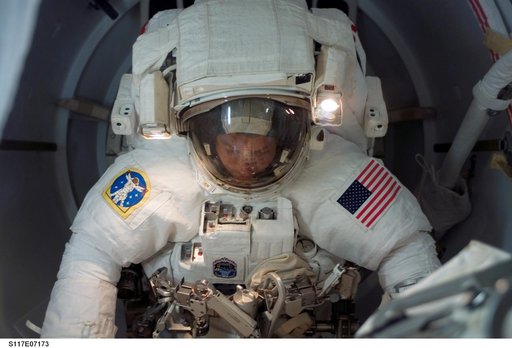 Swanson wears EMU in the A/L during Joint Operations