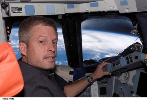 Swanson on the FD on STS-117 Space Shuttle Atlantis