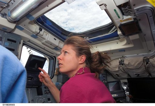 View of Caldwell working on the FD during STS-118