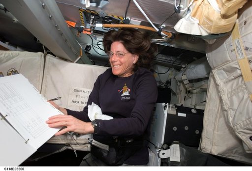 View of Morgan working in the MDDK during STS-118