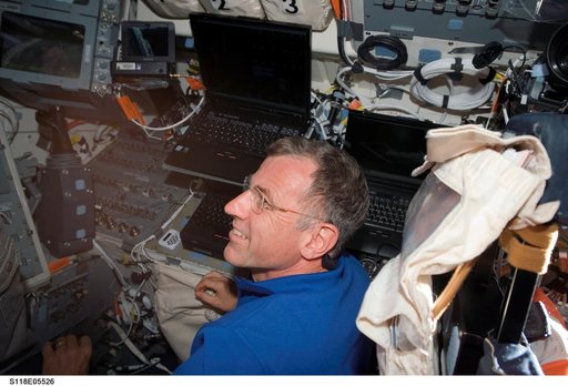 View of Williams working in the FD during STS-118