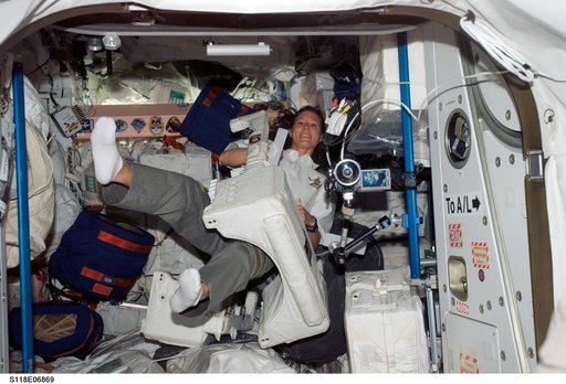 View of Caldwell in the Node 1 during STS-118/Expedition 15 Joint Operations