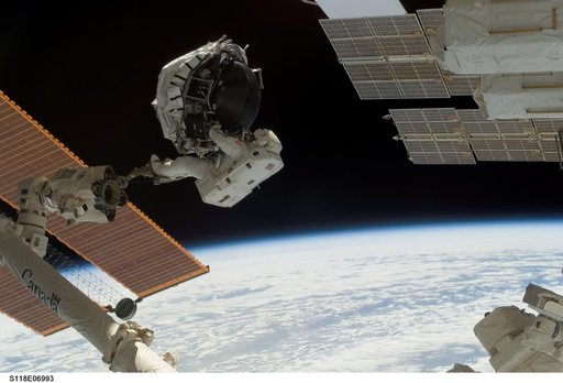 View of MS Williams transporting the new CMG during EVA 2