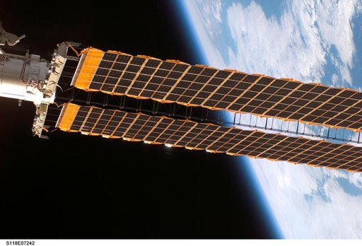 Exterior view of the ISS taken during STS-118