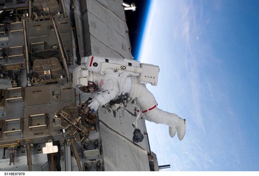 View of FE Anderson during a session of STS-118 / Expedition 15 EVA