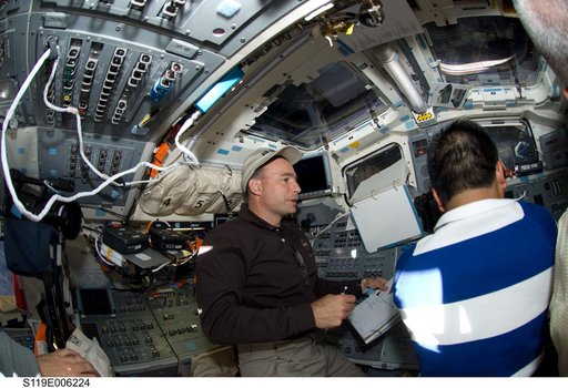 Archambault and Wakata on Flight Deck (FD)
