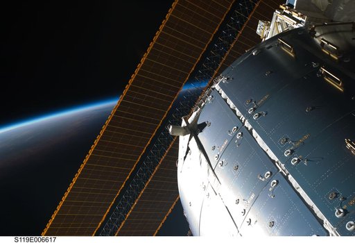 S5 Solar Array Wing (SAW) and European Laboratory Columbus