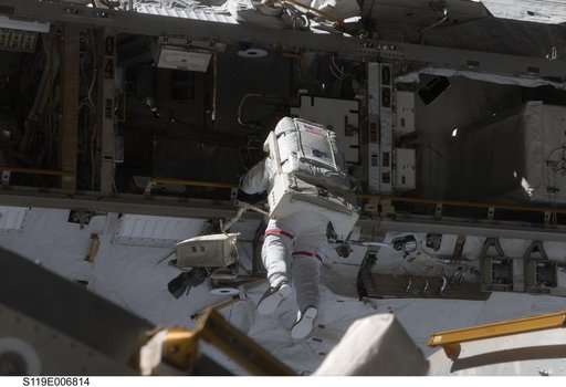 STS-119 EVA 2 APFR and P1 Worksite Setup OPS
