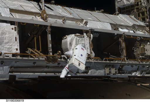 STS-119 EVA 2 APFR and P1 Worksite Setup OPS