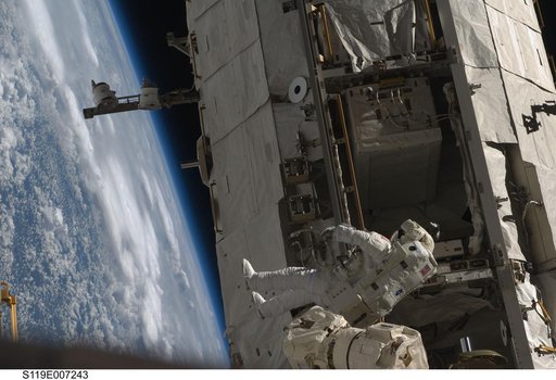 STS-119 Extravehicular Activity (EVA) 3 Crew and Equipment Translation Aid (CETA) Cart 2 Relocate OPS