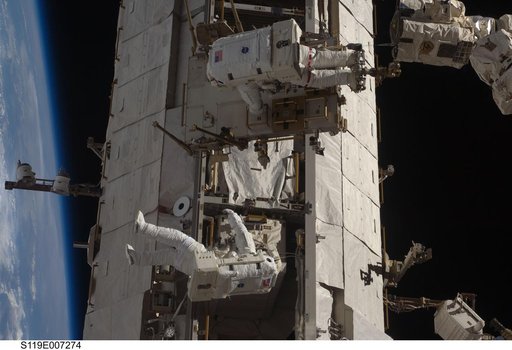 STS-119 Extravehicular Activity (EVA) 3 Crew and Equipment Translation Aid (CETA) Cart 2 Relocate OPS
