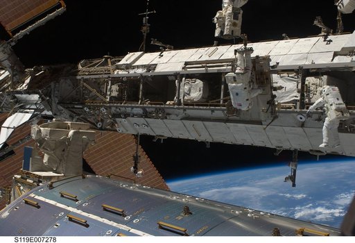 STS-119 Extravehicular Activity (EVA) 3 Crew and Equipment Translation Aid (CETA) Cart 2 Relocate OPS