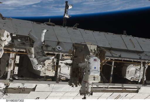 STS-119 Extravehicular Activity (EVA) 3 Crew and Equipment Translation Aid (CETA) Cart 2 Relocate OPS