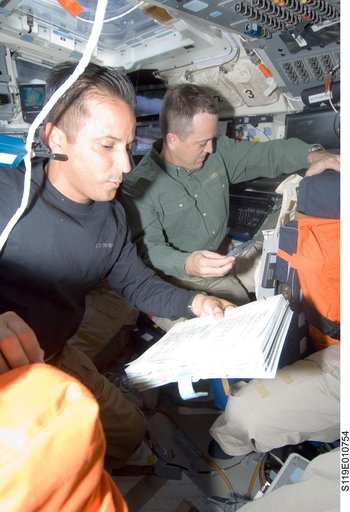 Acaba and Arnold on Flight Deck (FD)