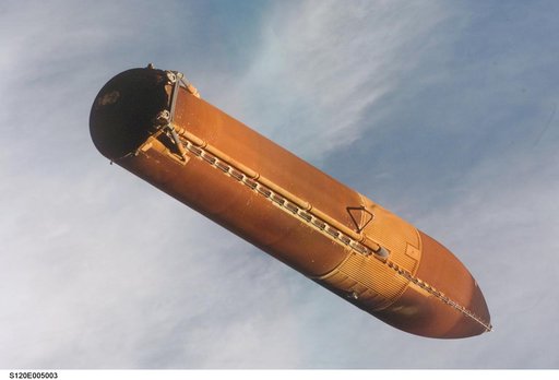 External Tank after separation from Discovery during the STS-120 Mission