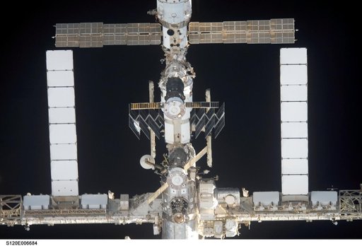 Flyaround view taken by the STS-120 crew prior to docking.