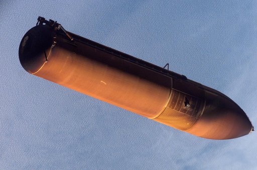 The ET as it falls away from the orbiter after separation on STS-121