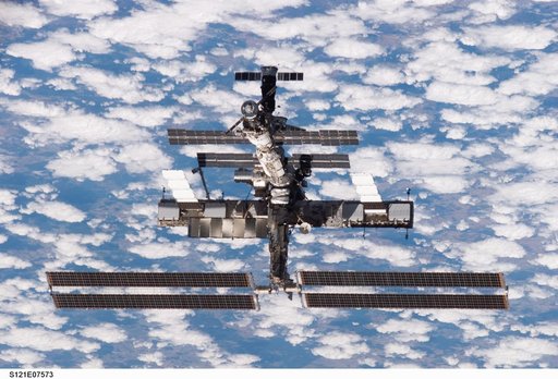 View of the ISS from the orbiter during separation on STS-121
