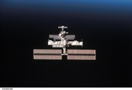 View of the ISS from the orbiter during separation on STS-121