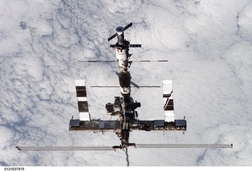 View of the ISS from the orbiter during separation on STS-121