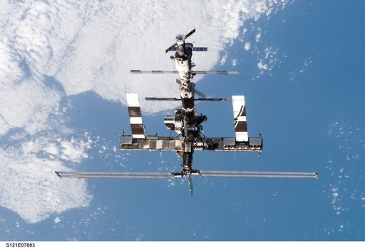 View of the ISS from the orbiter during separation on STS-121