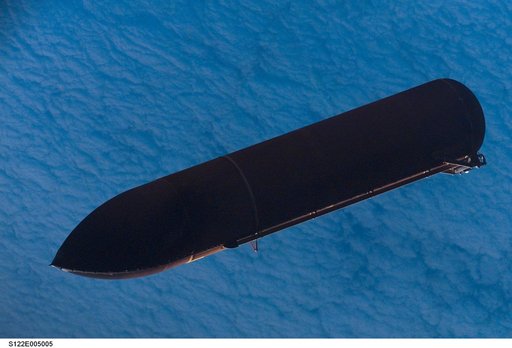 External Tank after separation from Atlantis during the STS-122 Mission
