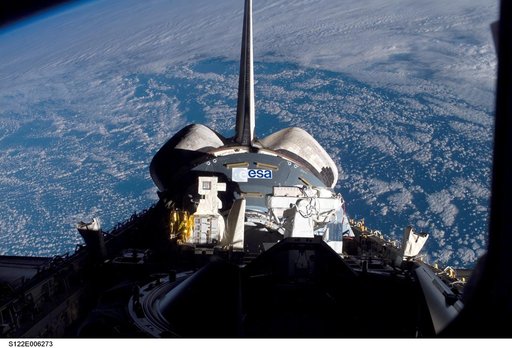 Columbus in the Atlantis payload bay during the STS-122 Mission
