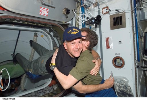 Whitson greets Poindexter after Hatch Opening
