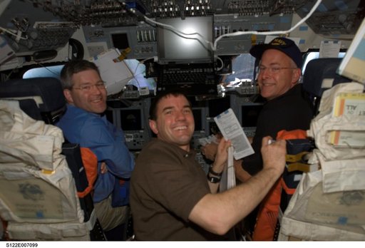 Frick, Walheim and Poindexter on FD during STS-122