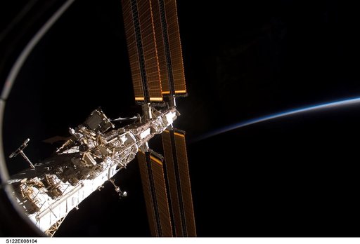 Port Truss Segments against an Earth Horizon Observation