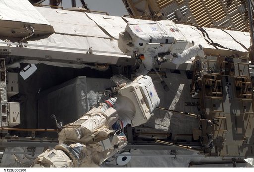 Walheim and Schlegel during EVA 2