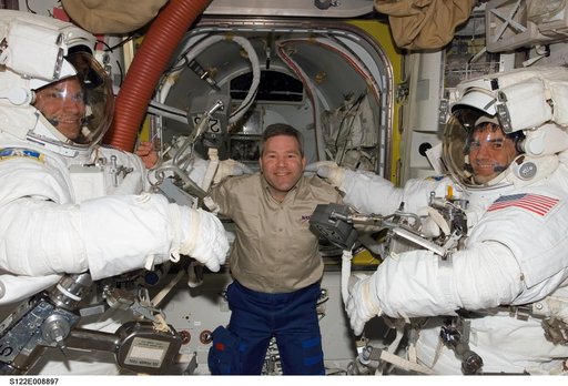Love, Frick and Walheim in the A/L prior to EVA 3