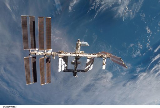 View of ISS after STS-122 Undocking