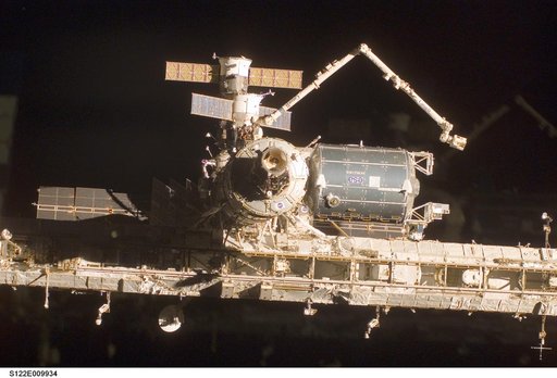 Flyaround view of ISS after STS-122 Undocking