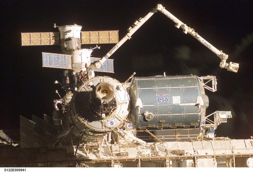Flyaround view of ISS after STS-122 Undocking